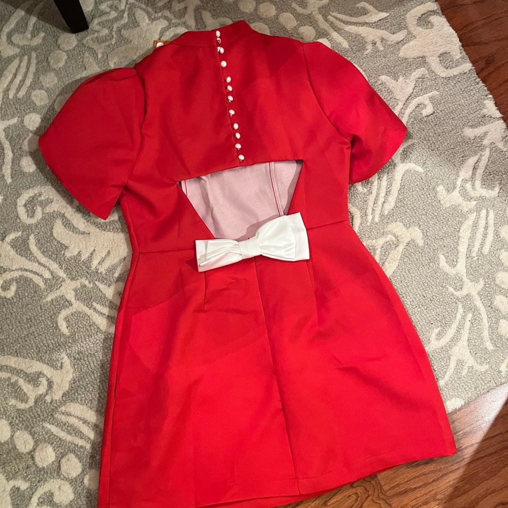 Red mini dress with bow